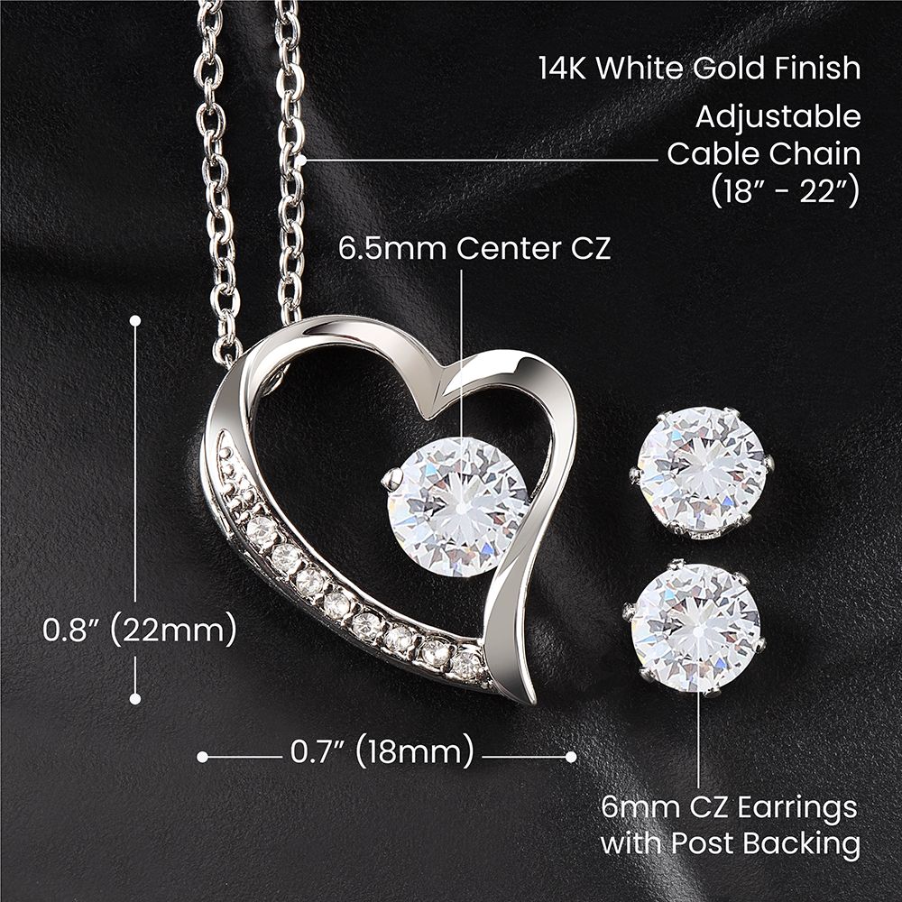 To My Soulmate-Valentines Day-Forever Love Necklace and Cubic Zirconia Earring Set